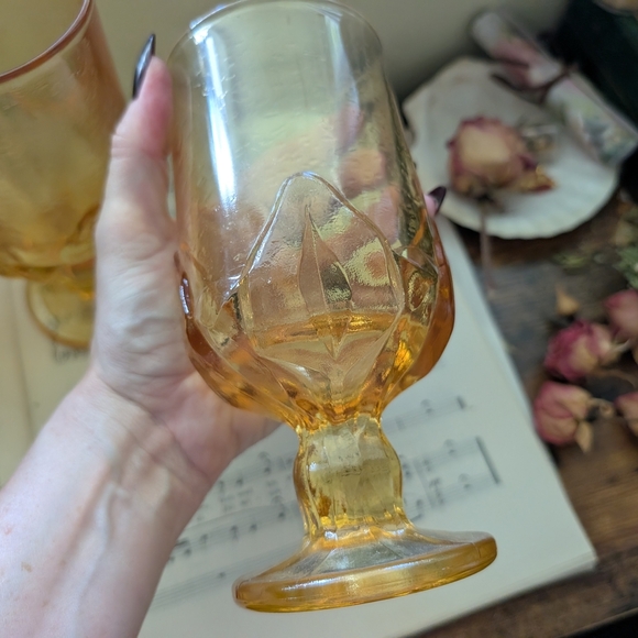 Amber Glass Goblet Set Of 3 - Picture 7 of 7